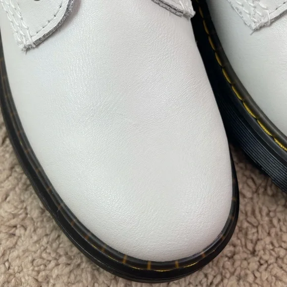 NEW Dr. Martens Docs Zavala White Coated Leather Lace-Up Combat Ankle Boots - Picture 15 of 16